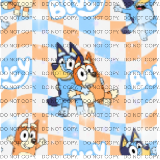 Blue & Orange Dog Checkered